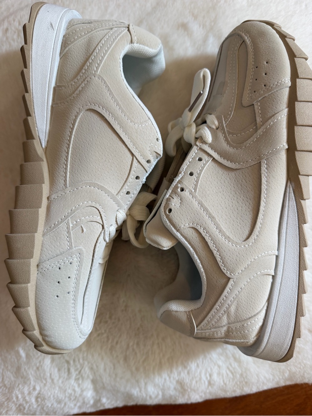Womens Neutral Beige (cream) Athletic Sneakers - Comfortable Everyday Shoes